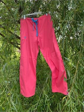 MedCouture Scrub Pants Coral Reef/Belize blue SZ Small (not petite) Style 8705